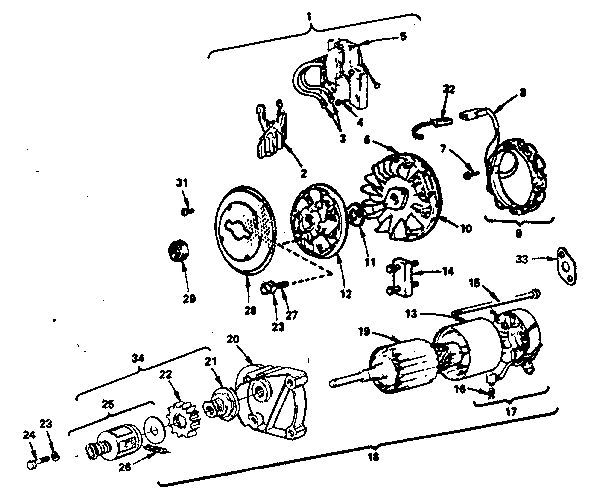 Starter Motor Group Diagram and Parts List for 422400-422499 0721-01 Briggs and Stratton Engine
